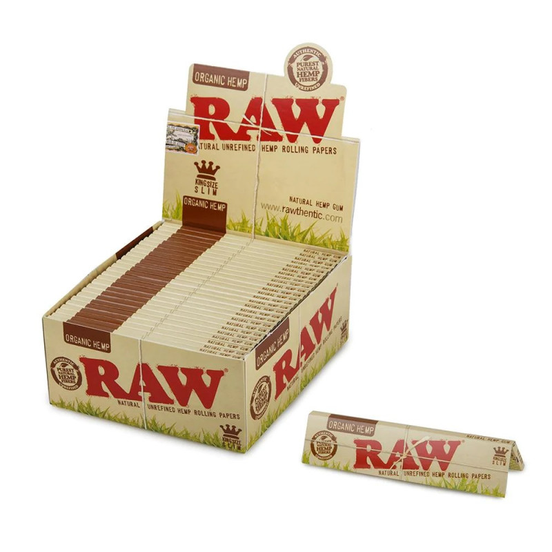 Feuilles à rouler RAW Slim non blanchies - Boîte de 50 carnets